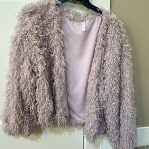 Fluffy pink jacket, never worn, from Macys!